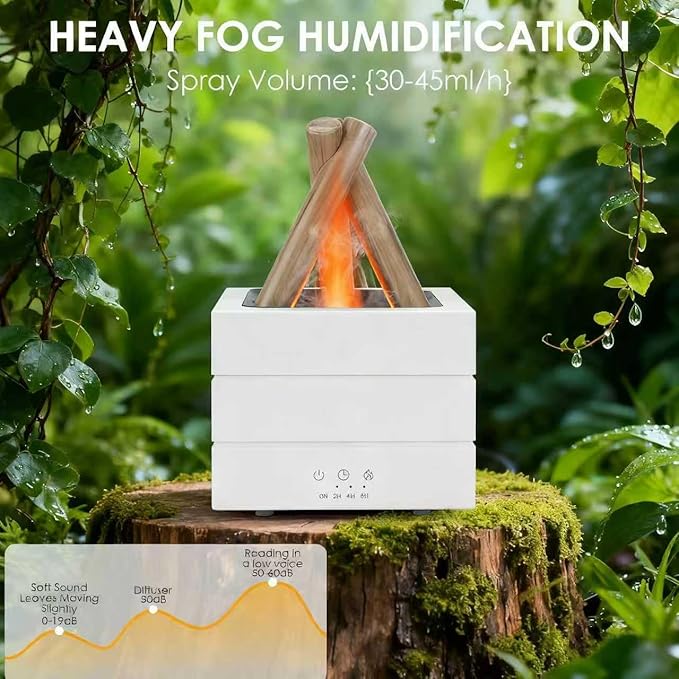 Bonfire Essential Oil Diffuser, 280ml Ultrasonic Flickering Flame Aroma Diffuser with 7 Color LED Lights, Remote & Timer Humidifier, Campfire Diffusers for Bedroom Yoga Home Office Decor Gift