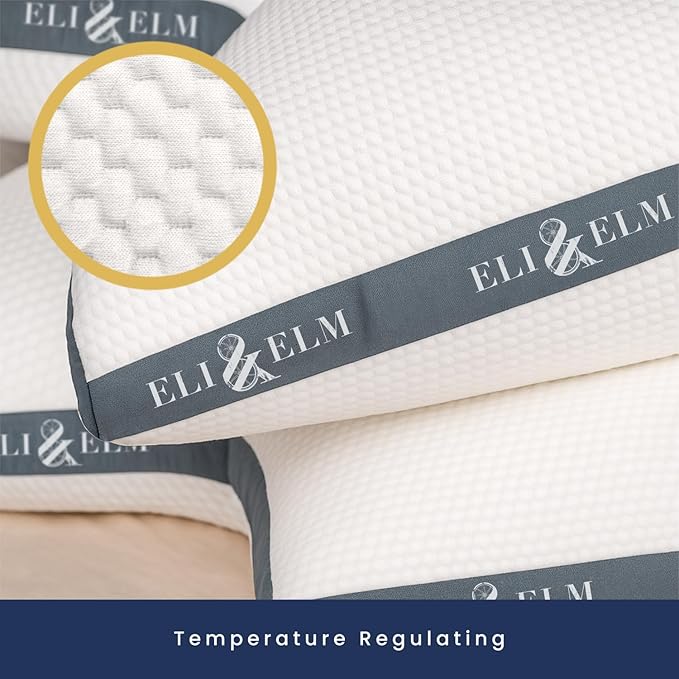 Eli & Elm Best Ergonomic Side Sleeper Pillow for Neck Pain. Supportive Cooling Latex Fill. U-Shape Contoured Design. King (U.S. Standard), Pillow Only