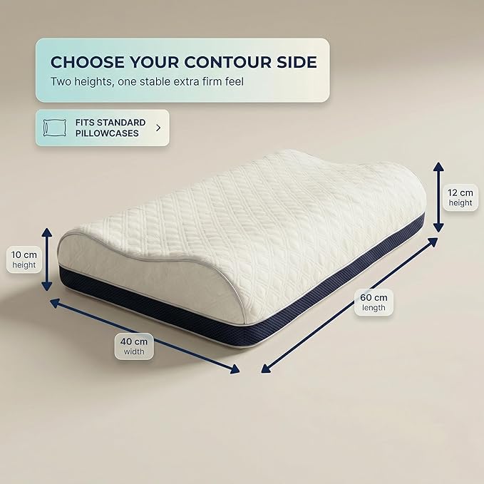 Extra Firm Pillow for Sleeping - Hard Memory Foam Neck Support for Side Sleepers, Heavy Duty High Density Bed Contour Pillow, Spinal Alignment & Cooling Comfort, Washable Cover