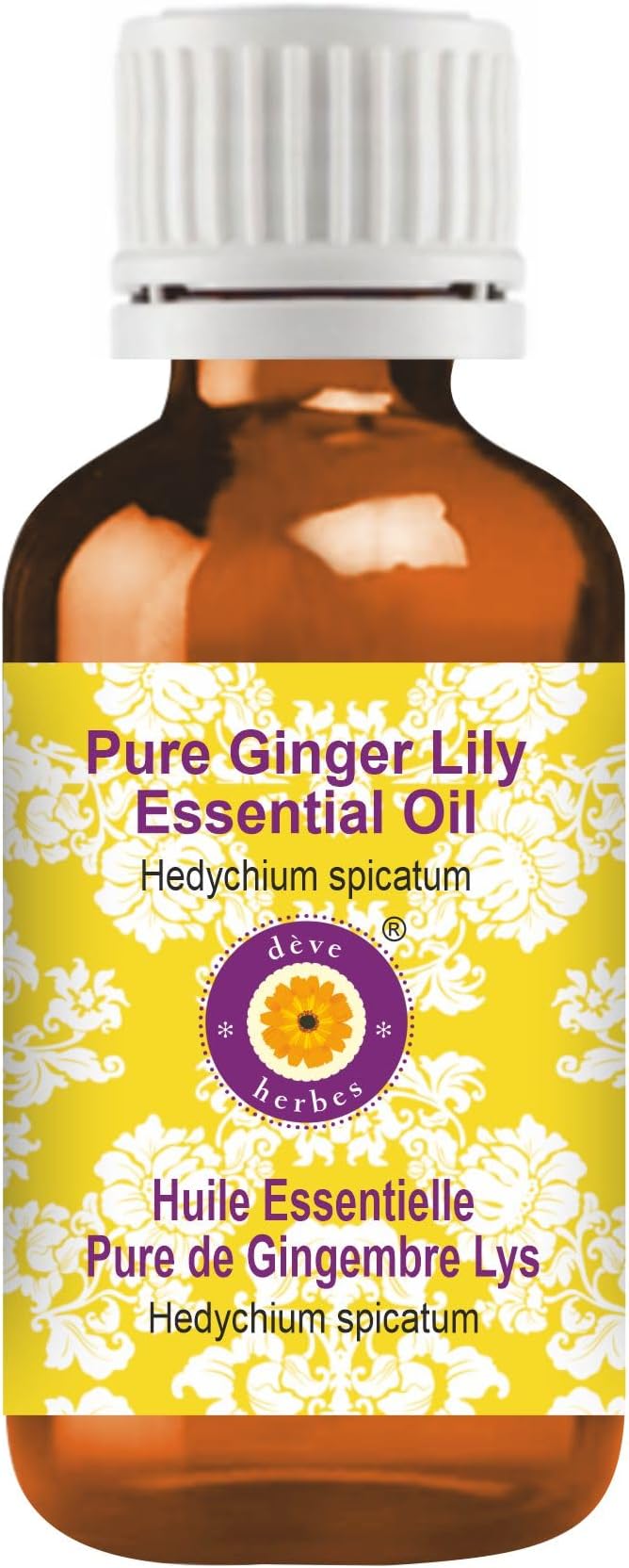 dève herbes Ginger Lily Essential Oil (Hedychium spicatum) Pure | Non-Sticky | Non-Greasy | Lightweight | Men & Women | All Skin Types | Steam Distilled 15ml (0.5 oz)