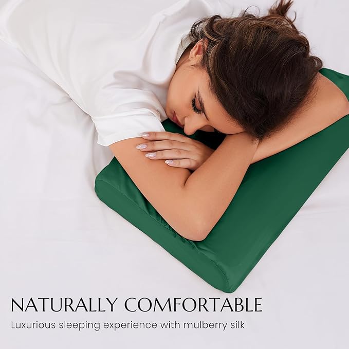 THXSILK 19 Momme 100% Mulberry Silk Pillowcase for Contour Memory Foam Pillow, Cervical Pillow Case Cover, 1 Pack (20"x12"x3.9"/2.7")