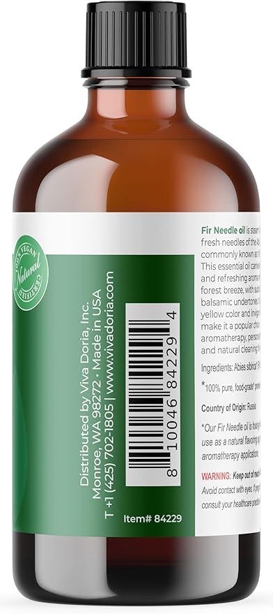 Viva Doria Fir Needle Essential Oil, 100% Pure, Natural Essential Oil, Undiluted, for Aromatherapy | Food Grade, 118 mL (4 Fluid Ounce)