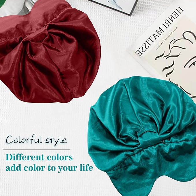 2-in-1 Satin Sleep Bonnet with Eye Mask for Women –Silk-Lined Hair Bonnet for Sleeping, Adjustable, Anti-Frizz for Curly Hair