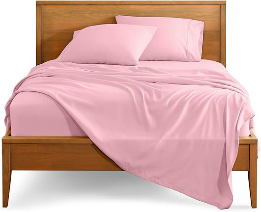 Bare Home Full Sheet Set - 1800 Ultra-Soft Microfiber Full Bed Sheets - Double Brushed - Deep Pockets - Easy Fit - 4 Piece Set - Bedding Sheets & Pillowcases (Full, Light Pink)