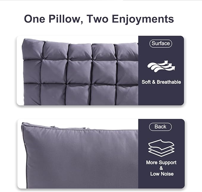 YOUR MOON Soft Pillows for Sleeping, Support Bed Pillows, Fluffy Down Alternative Pillow, Luxury Hotel Gel Pillows for Side Sleeping Standard Size (Gray)