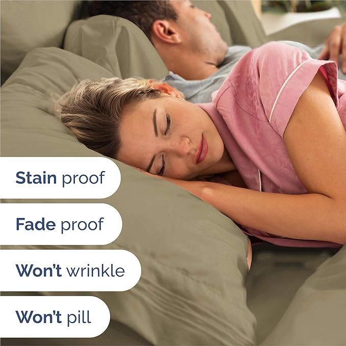 King Size 4 Piece Sheet Set - Comfy Breathable & Cooling Sheets - Hotel Luxury Bed Sheets for Women & Men - Deep Pockets, Easy-Fit, Extra Soft and Wrinkle Free Sheets - Khaki Oeko-Tex Bed Sheet Set