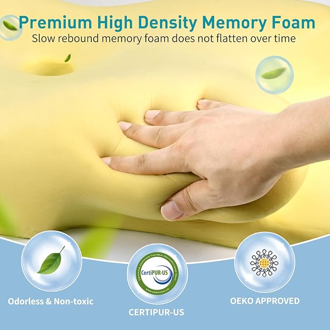 Besyodo Cervical Pillow for Neck Pain Relief - Ergonomic Neck Pillow for Sleeping, Contour Memory Foam Pillows Side Sleeper Pillow for Neck Support, Bed Pillow for Back Stomach Sleepers