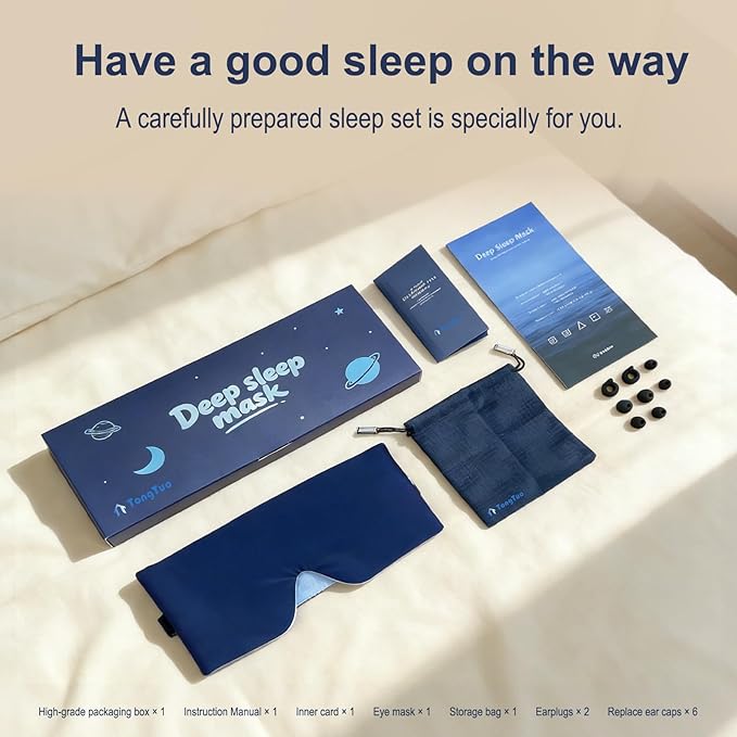 Sleep Mask for Side Sleepers, Zero Pressure Cloud-Like Comfort, Ear Coverage Design, Dual-Sided Cooling & Soft Bamboo Fiber, Silent Strap, Breathable Travel Sleep Mask, Thoughtful Gift for Men Women