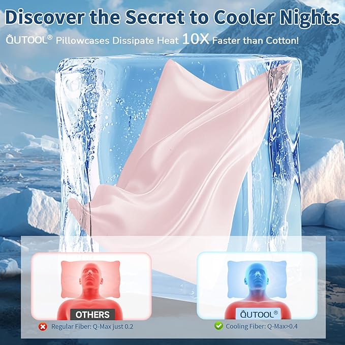 Premium Cooling Pillowcases Standard Size Set of 2 for Hot Sleeper & Night Sweats Beauty Sleep Reduces Wrinkles & Frizz Softer Than Silk Pillow Cover Oeko-TEX Certified Pink Breathable