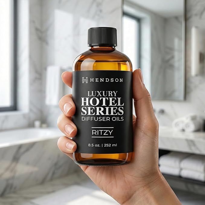 Hendson Ritzy Diffuser Oil Refill Inspired by The Iconic 5-Star Coastal Blend - Bergamot Lemon Sea Breeze Luxury Hotel Series Fragrance Oil for Diffusers, Crafting & Aromatherapy (8.5 Fl Oz)