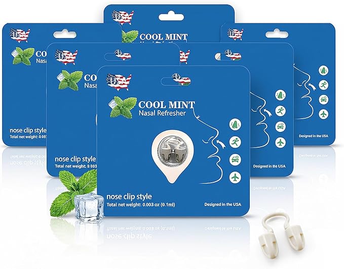 Peppermint Aromatherapy Nose Clip, Soft Wearable Fragrance Accessory, Hands-Free Clip-On Scent Product for Driving, Work and Study, Discreet Personal Aroma(6pack)