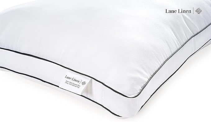 LANE LINEN Bed Pillows King Size Set of 2-20"x36" Medium Firm Down Alternative Pillows for Sleeping, Hotel Quality Back Stomach or Side Sleeper King Pillow 2 Pack, Cooling Soft Easy Care - White