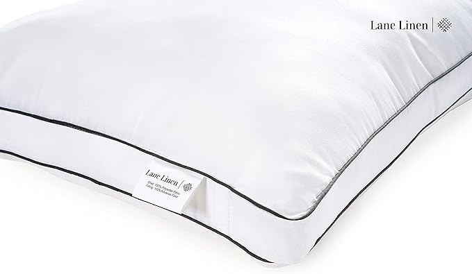 LANE LINEN Bed Pillows Queen Size Set of 2-20"x30" Medium Firm Plush Down Alternative Pillows for Sleeping, Hotel Quality Back Stomach or Side Sleeper Queen Pillow, Cooling Soft Easy Care - White