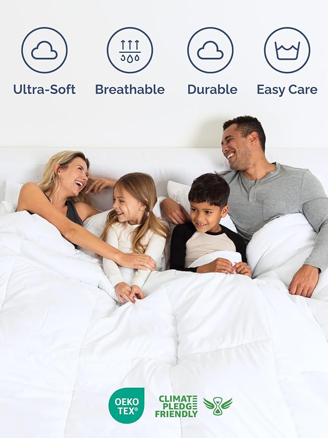 Queen Comforter Set - 7 Piece Bed in a Bag Queen Size Bed Set - Down Alternative Comforter, Flat Sheet, Fitted Sheet, Pillowcase & Shams for All Seasons - Ultra Soft, Cozy, Comfy & Breathable - White