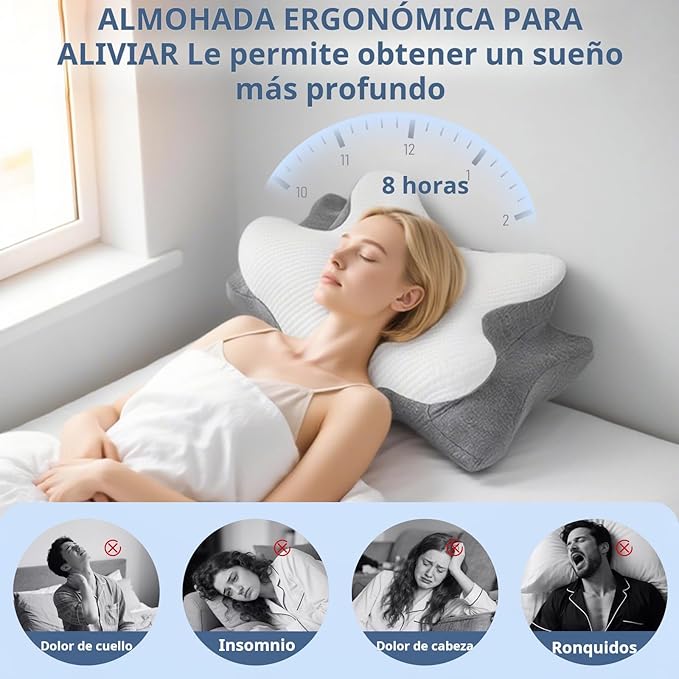 Cervical Pillow for Neck and Shoulder-Ergonomic Neck Support Pillows for Sleeping with Pain Relief，Contour Memory Foam Pillow for Side Sleepers, Back and Stomach Sleep