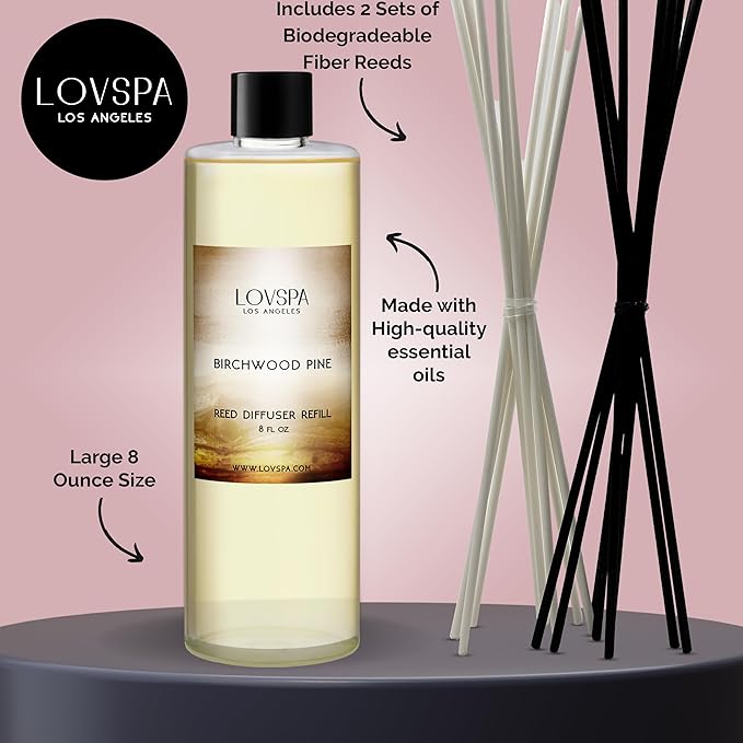 Birchwood Pine Diffuser Oil - Holiday Essential Oils for Diffuser Refill & Air Freshener Room Spray - Long-Lasting & Natural Home Fragrance, Scented Oil for Diffusers, USA Made, 8 oz