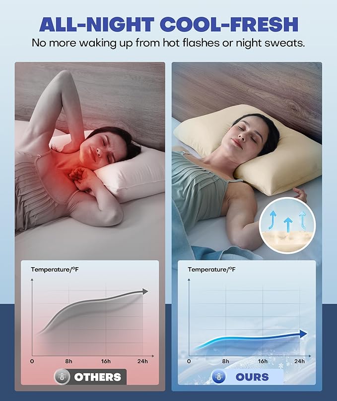 Ice Cooling Pillowcase for Hot Sleepers, Instantly Cool, Stays Cold All Night, Softer Than Silk Pillow Cases, Pillow Covers with Invisible Zipper, Gift for Men & Women - King Size, Beige (1 Pack)