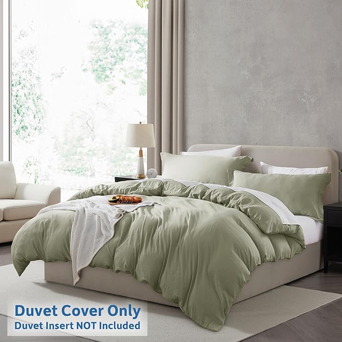 Nestl Light Sage California King Duvet Cover Sets - Soft Double Brushed Cal King Duvet Cover, 3 Piece, with Zipper Closure, 1 Duvet Cover 104x98 inches and 2 Pillow Shams