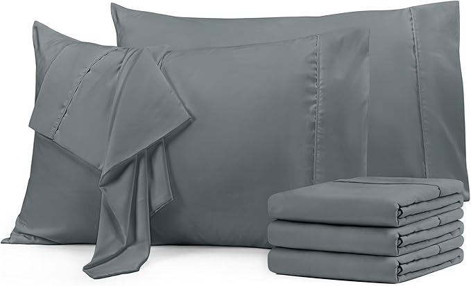 Utopia Bedding King Pillow Cases - 6 Pack - Envelope Closure - Soft Brushed Microfiber Fabric - Shrinkage and Fade Resistant Pillow Covers King Size 20 X 40 Inches (King, Grey)