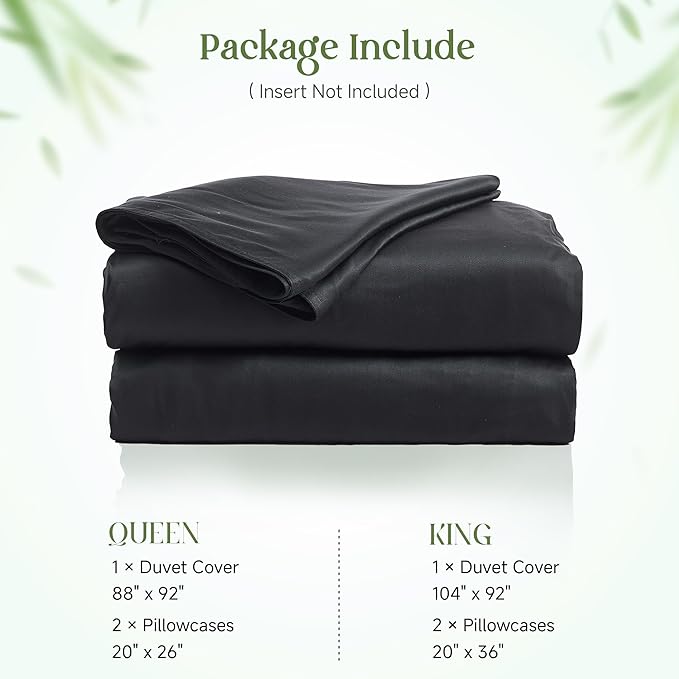 Simple&Opulence Cooling Duvet Cover Set King Size, 3 Pcs 100% Viscose Derived from Bamboo Hotel Luxury Silky Bedding Set, Breathable Soft Comforter Cover for Hot Sleeper with 2 Pillowcases(Dark Grey)