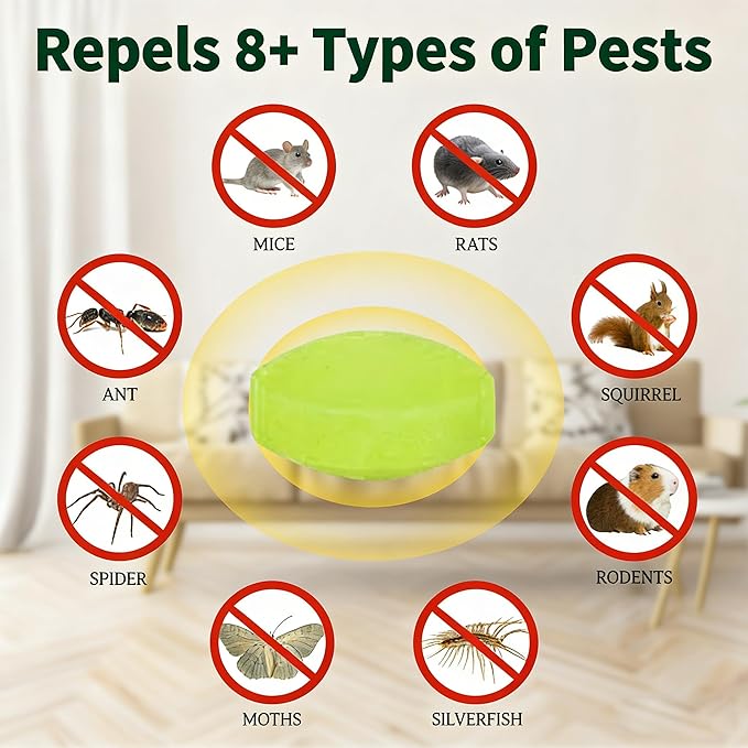Mouse Rodent Repellent, 24 Pack Peppermint Oil for Rodents, Rat & Mice Repellent Indoor & Outdoor Use, Natural Moth Balls for Rodent Mice Repellent for Home,Garage, Car, RV & Garden