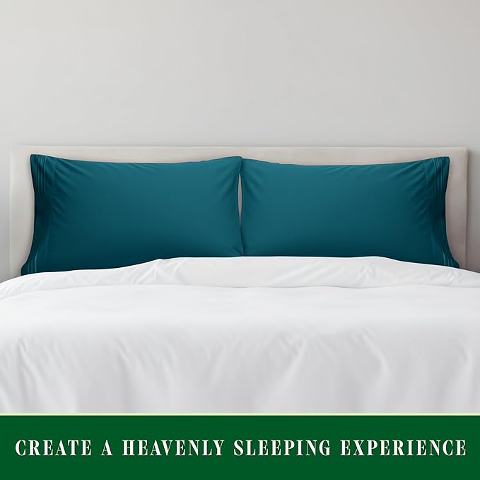Elegant Comfort Luxury Ultra-Soft 2-Piece Pillowcase Set - 1500 Premium Hotel Quality Microfiber Double Brushed - Wrinkle Resistant, Standard/Queen, Marine Teal