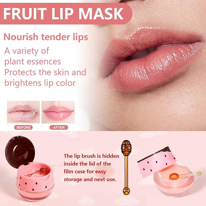 Apple Lime Lip Balm, Honey Strawberry Apple Watermelon Lip Mask Overnight, Moisturizing Lip Sleeping Mask, Vitamin E Lip Masks, Repairs And Prevents Chapped Lips (Apple Lime）