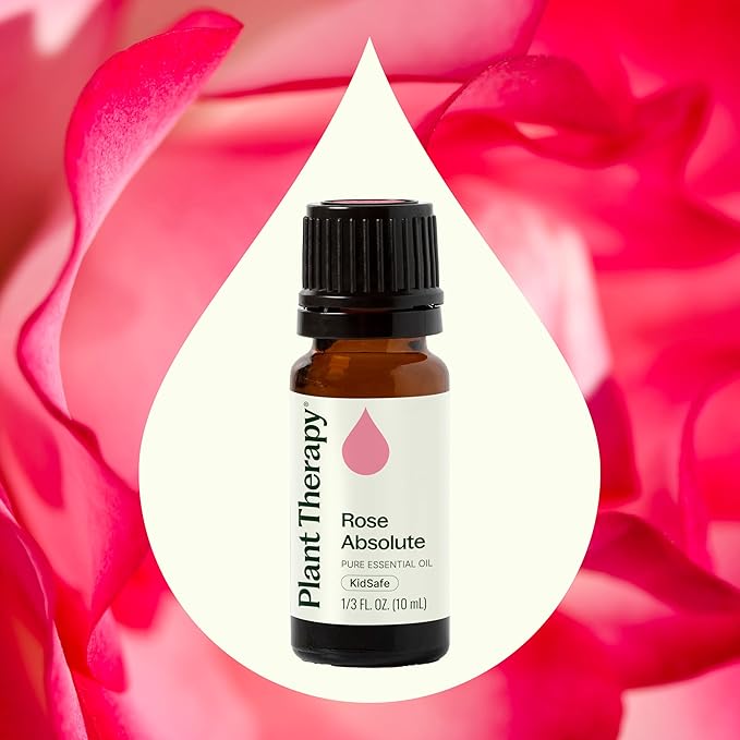 Plant Therapy Rose Absolute Essential Oil, 10 mL (1/3 oz), 100% Pure, Undiluted, Calming & Emotionally Grounding, Great Essential Oil for Skincare