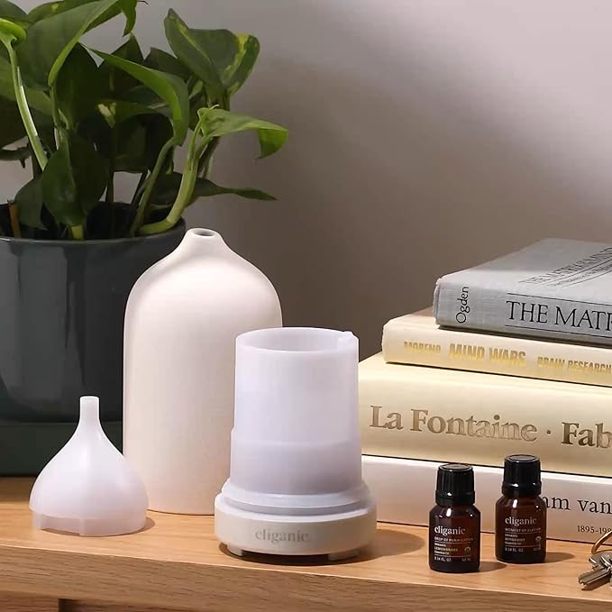 Cliganic Ceramic Diffuser (Sage), 100ml Ultrasonic for Essential Oils Aromatherapy, Home & Office