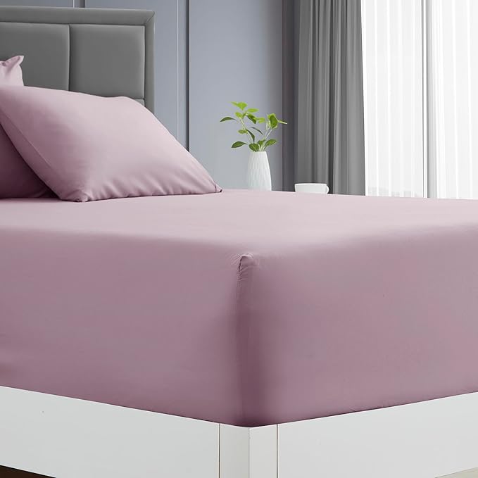 Clara Clark Twin Sheets - Hotel Luxury 5 Piece Bed Sheets for Twin Size Bed - Soft Bedding Sheets & Pillowcases, Fits Mattress up to 16 inch deep. Twin, Dusty Purple