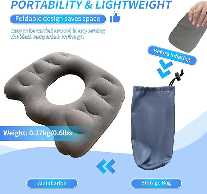 Inflatable Seat Cushion,Donut Pillow,Anti Decubitus Pad,Bed Sore Cushions for Butt,Bedsore Pressure Relief Pillow for Elderly,Bedridden,Disabled