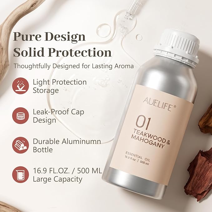 Teakwood & Mahogany Essential Oil, 500ml (16.9 fl oz) – Aluminum Bottle