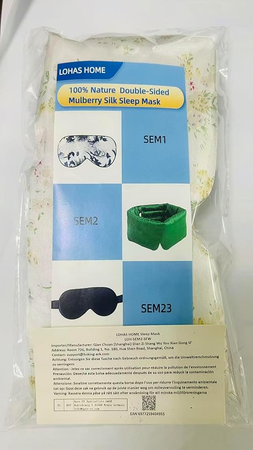 Uthra-Large 100% Nature Silk Sleep Mask 3D Cover Double-Sided Mulberry Silk Blackout Eye Mask, Small Flowers