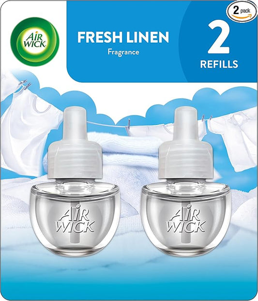 Air Wick Plug in Scented Oil Refill, 2 ct, Fresh Linen, Air Freshener, Essential Oils