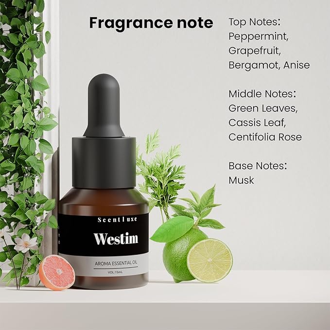 Hotel Essential Oils for Diffuser - Inspired by Westim Hotel Home Luxury Scents, Premium Fragrance Oil for Ultrasonic and Waterless Diffusers and Crafting - 15 mL