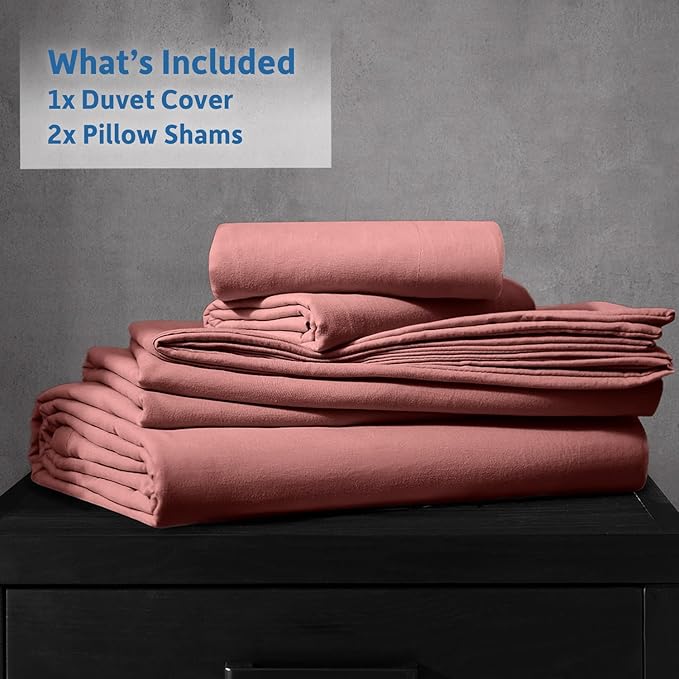 Nestl Pink Clay Duvet Cover Full Size - Soft Double Brushed Full Size Duvet Cover Set, 3 Piece, with Zipper Closure, 1 Duvet Cover 80x90 inches and 2 Pillow Shams