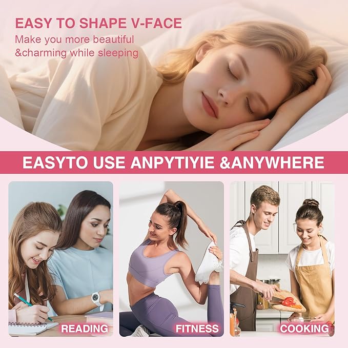 Anti-Snoring Sleep Mask with Aromatherapy, Face Firming & Snoring Solution, Relaxing Chin Strap for Anxiety Relief, Improved Sleep & Jawline Contouring for Adults（pink）