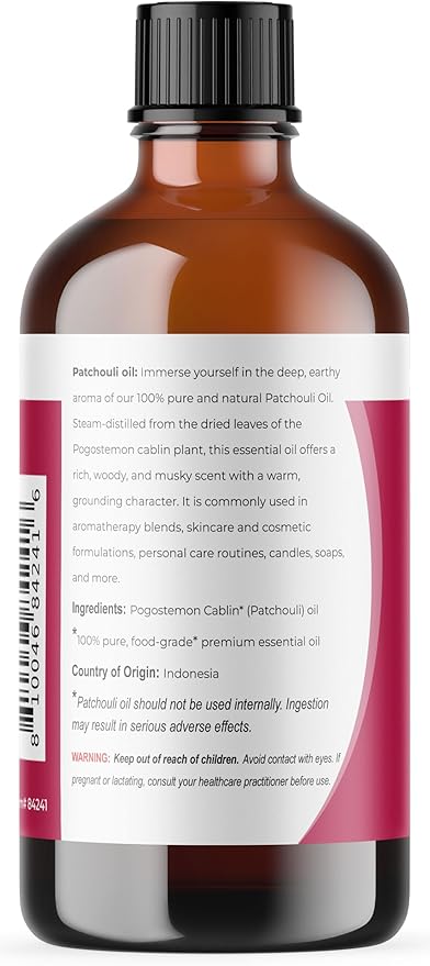 Viva Doria Patchouli Essential Oil, 100% Pure, Natural Essential Oil, Undiluted, for Aromatherapy | Food Grade, 118 mL (4 Fluid Ounce) ASIN
