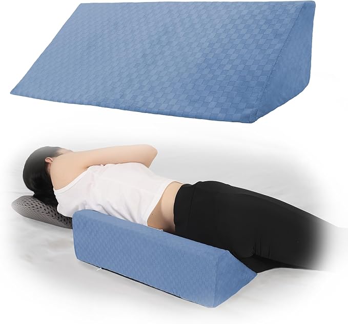 Bed Wedge Pillow for Side Sleepers, Body Position Wedges, Side Wedge Pillow for Sleeping Back Positioning Elevation Pillow for Bed Sores Elder and Pregnant Woman (Light Blue)