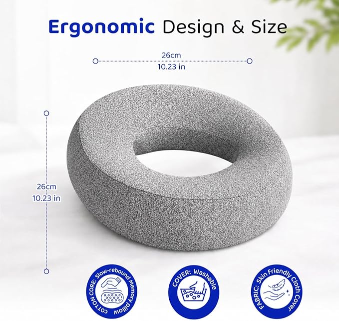 Round Face Down Pillow for Massage, Lash Extensions & Facials – Breathable Prone Support Cushion with Face Hole, Soft Neck & Head Comfort Pillow for Spa, Salon, Tattoo, Stomach Sleeping & Home Use
