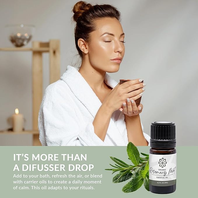 Essence Rosemary Mint Essential Oil, 5 ml | Aromatherapy Oil for Diffusers & Personal Use | Natural Fragrance for Relaxation, Clarity & Wellness | Made in USA | Herbal & Refreshing Scent