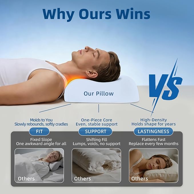 Cooling Memory Foam Pillow for Side Sleepers – Ergonomic Neck Pillow for Adults, Dual-Height 5" & 3.5" Adjustable Loft, Washable Cover, Slow Rebound, Cervical Support for Deep Sleep