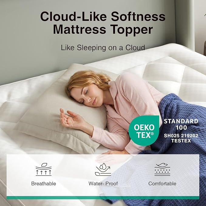 Novilla Twin XL Mattress Topper, Extra Thick Pillow Top Mattress Pad, Down Alternative Fill Breathable Cotton Cover, 8-21" Deep Pocket Soft Bed Topper for Back Pain Relief, Oatmeal