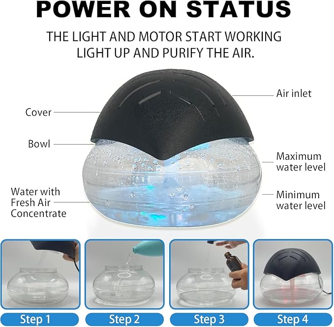 Air Purifier Humidifier with Color Changing Night Light for Bedroom and Living Room, 2 Pack