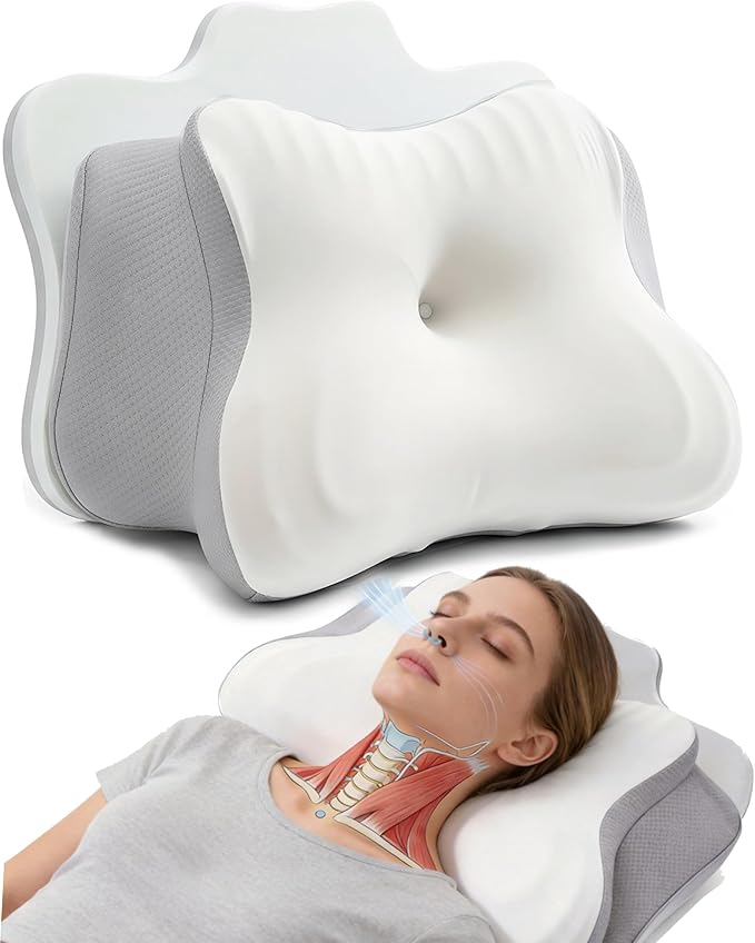 Cervical Traction Pillow for Neck Pain Relief Ergonomic Memory Foam for Side Sleepers with TMJ & Snoring Height Adjustable Orthopedic Bed Pillow for Back Sleepers Pressure Relief