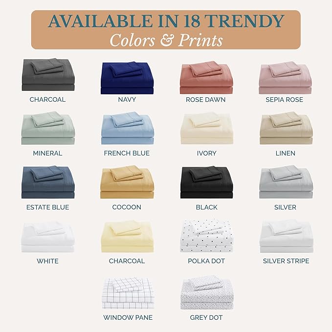 Casa Platino Bedding Sheets and Pillowcases, Pre-Washed Ultra Soft & Breathable Twin XL Bed Sheets Set, Hydro-Brushed Microfiber Cooling Twin XL Size Sheet Set, Deep Pockets - Sepia Rose