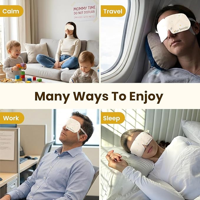 Lure Essentials Steam Eye Mask, Heated Eye Mask, Self Heating Warm Compress for Dry Eyes, Fast Relief for Stye, Puffy Sensitive Eyes, Moist Heat, Relaxation Gifts for Women and Men - Chamomile