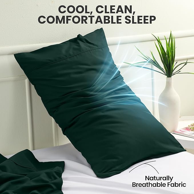 Utopia Bedding Standard Pillow Cases - 2 Pack - Envelope Closure - Soft Brushed Microfiber Fabric - Shrinkage and Fade Resistant Pillow Covers Standard Size 20 X 26 Inches (Standard, Emerald)
