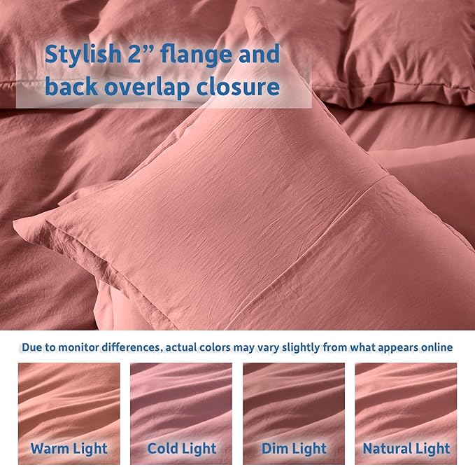 Nestl Pink Clay Duvet Cover Full Size - Soft Double Brushed Full Size Duvet Cover Set, 3 Piece, with Zipper Closure, 1 Duvet Cover 80x90 inches and 2 Pillow Shams