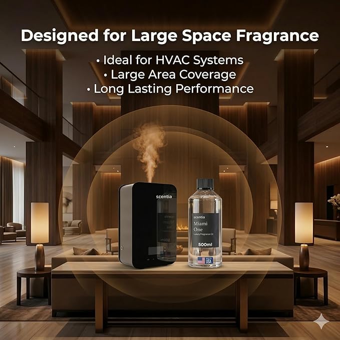 Scentia Miami One (My Way) Diffuser Oil for HVAC Scent Machine – Hotel Fragrance Inspired by 1 Hotel Miami Beach – 500 mL – Lemon, Sandalwood & Cedar Oil for Commercial & Cold Air Diffusers